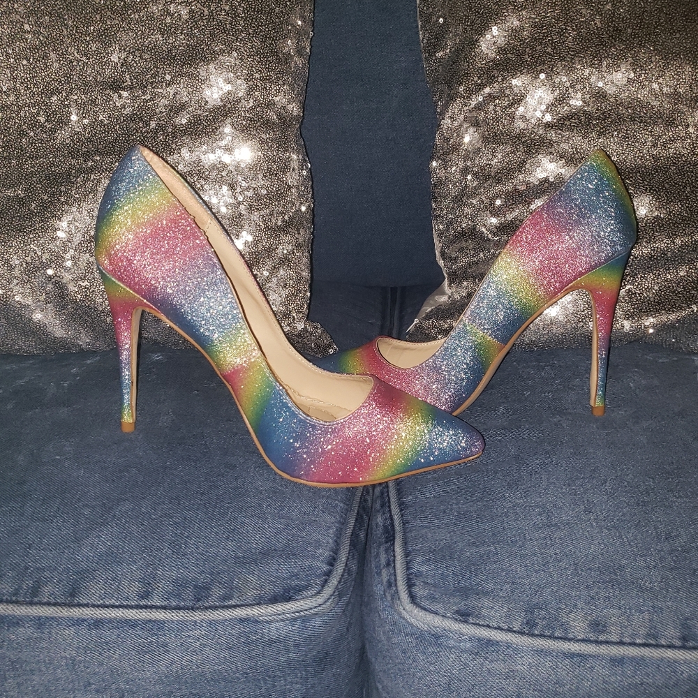 Rainbow Glitter Pumps